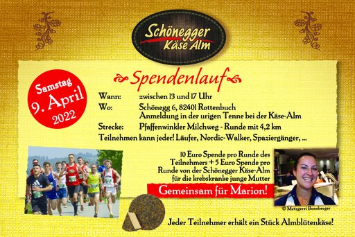 Flyer vom Spendenlauf für eine krebskranke Mutter