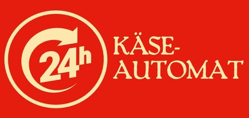 Schild Käseautomat 24 Stunden geöffnet.